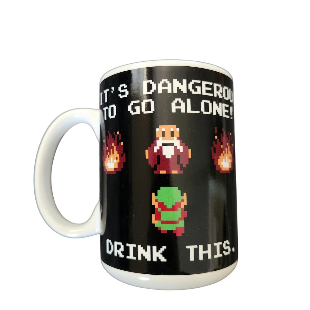 Legend of Zelda Its Dangerous To Go Alone Drink This 8-Bit Pixel Coffee Mug New